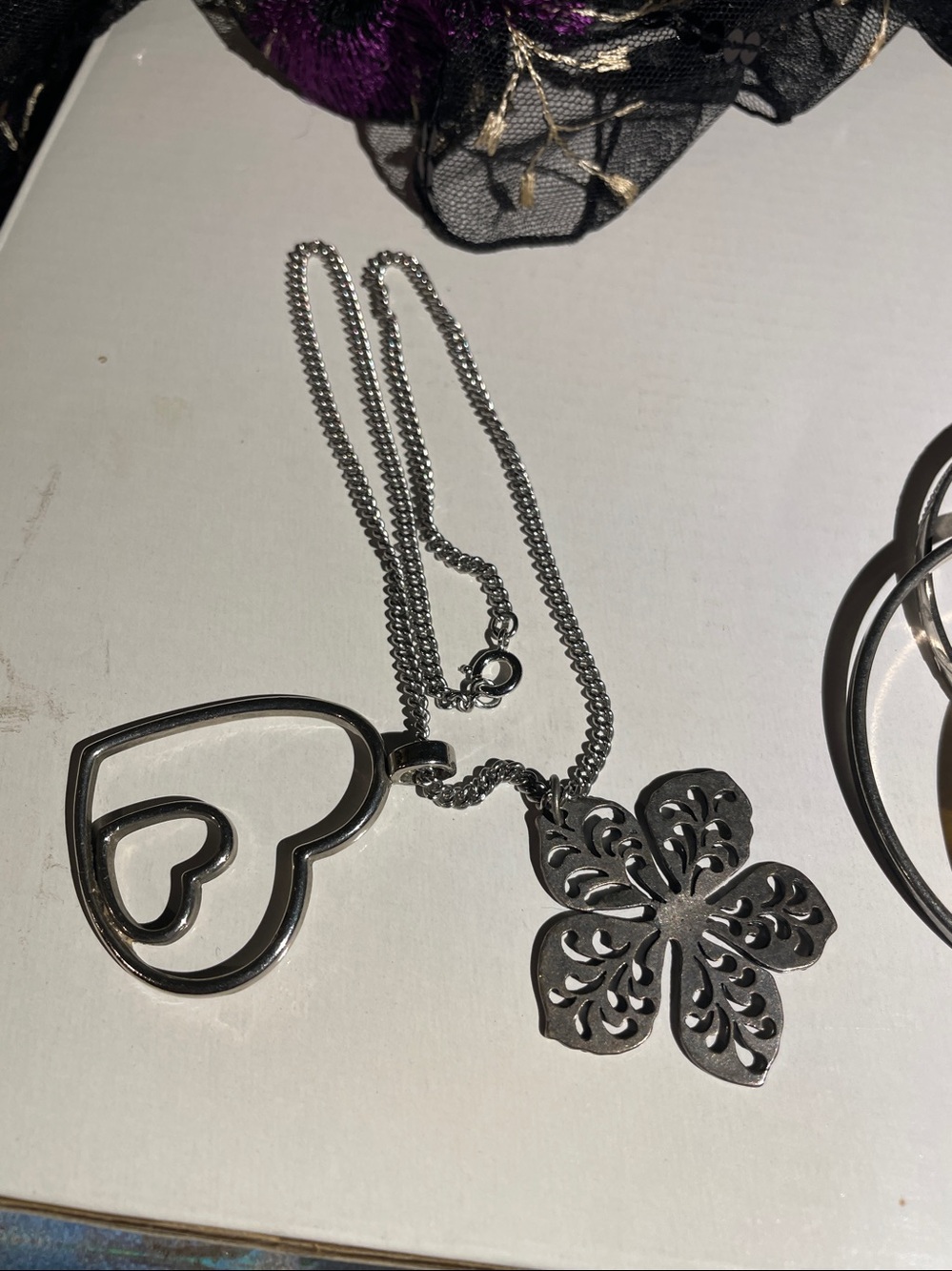 Tortoiseshell Acrylic Earrings - bracelets gunmetal bracelets Flower Heart Chain - Picture 8 of 10